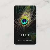 Carte De Visite Stylish Chic Peacock Feathers Photo Maquillage Art (Devant)