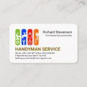 Carte De Visite Stylish Construction Handyman Tools Tab (Devant)