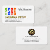 Carte De Visite Stylish Construction Handyman Tools Tab (Devant / Derrière)