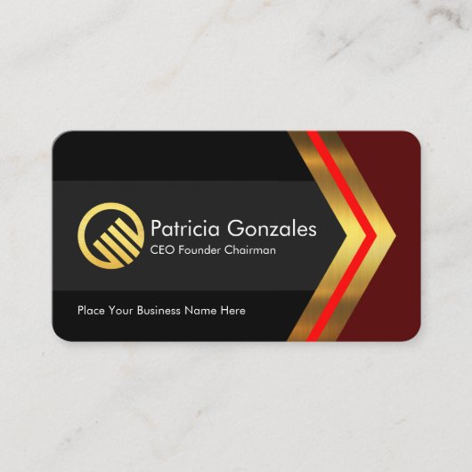 Carte De Visite Stylish Creative Gold Arrowheads Business Owner (Devant)