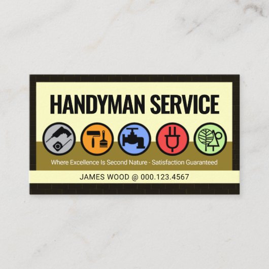 Carte De Visite Stylish Creative Handyman Tools Icon Layer (Devant)
