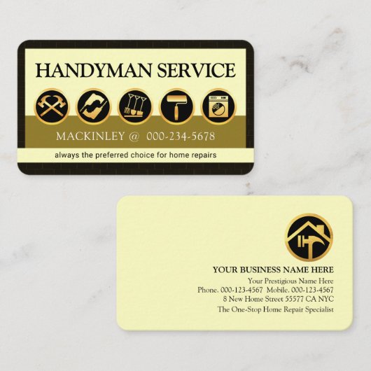 Carte De Visite Stylish Creative Handyman Tools Icon Layer (Devant / Derrière)