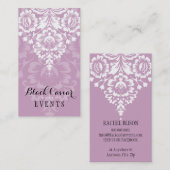 Carte De Visite STYLISH & ELEGANT jolie détails damask violet (Devant / Derrière)
