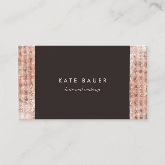 Carte De Visite Stylish FAUX Rose Gold Sequin Beauté et beauté (Devant)