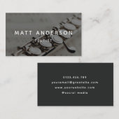 Carte De Visite Stylish Flute Musician Minimal Grey (Devant / Derrière)