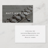 Carte De Visite Stylish Flute Musician Minimal noir et blanc (Devant / Derrière)