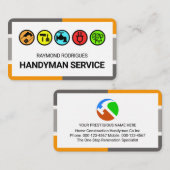 Carte De Visite Stylish Frame Colorful Handyman Tools (Devant / Derrière)