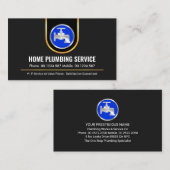 Carte De Visite Stylish Gold Curved Border Blue Faucet (Devant / Derrière)