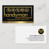 Carte De Visite Stylish Gold Handyman Tools Frame (Devant / Derrière)