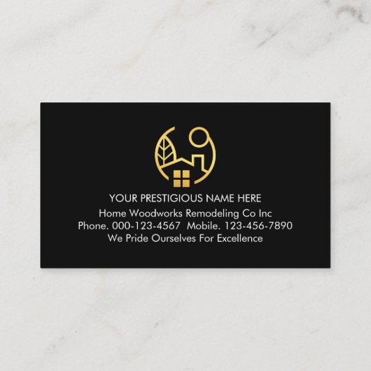 Carte De Visite Stylish Gold Handyman Tools Frame (Dos)