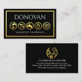 Carte De Visite Stylish Gold Handyman Tools Frame (Devant / Derrière)