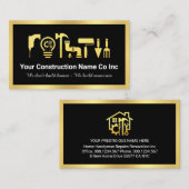 Carte De Visite Stylish Gold Handyman Tools Gold Frame (Devant / Derrière)