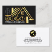 Carte De Visite Stylish Gold Rooftop Building Paint Brush (Devant / Derrière)