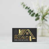 Carte De Visite Stylish Gold Rooftop Building Paint Brush (Debout devant)