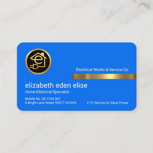 Carte De Visite Stylish Gold Tab On Stunning Blue Layers (Devant)