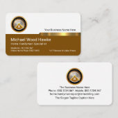 Carte De Visite Stylish Gold Tab On White Brown Layer (Devant / Derrière)