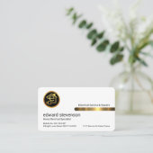 Carte De Visite Stylish Gold Tab On White Layer (Debout devant)