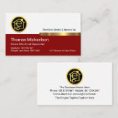 Carte De Visite Stylish Gold Tab On White Red Layer (Devant / Derrière)