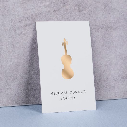 Carte De Visite Stylish Gold Violin Musician Minimal 