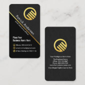 Carte De Visite Stylish Grey Grunge Gold Line CEO Boss (Devant / Derrière)