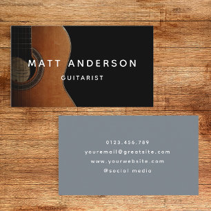 Carte De Visite Stylish Guitare Musician Minimal Blue