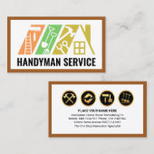 Carte De Visite Stylish Handyman Tools Building Rooftop (Devant / Derrière)