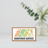 Carte De Visite Stylish Handyman Tools Building Rooftop (Debout devant)