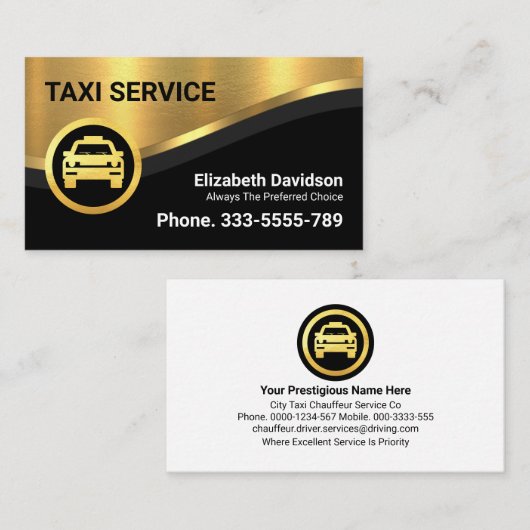 Carte De Visite Stylish Luxurious Gold Curve Wave Driving (Devant / Derrière)