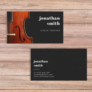 Carte De Visite Stylish minima violon musicien noir