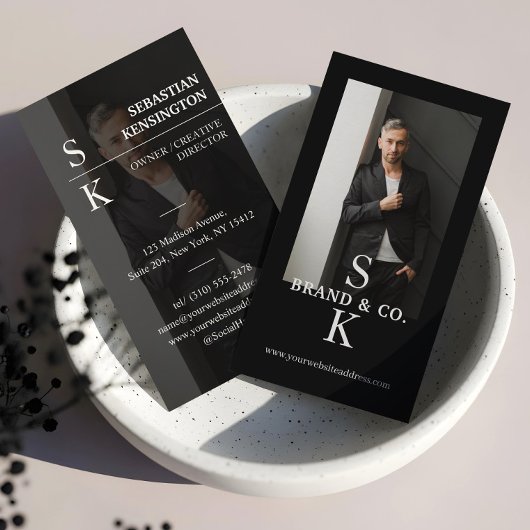 Carte De Visite Stylish Minimal Modern Monogram Professional Photo
