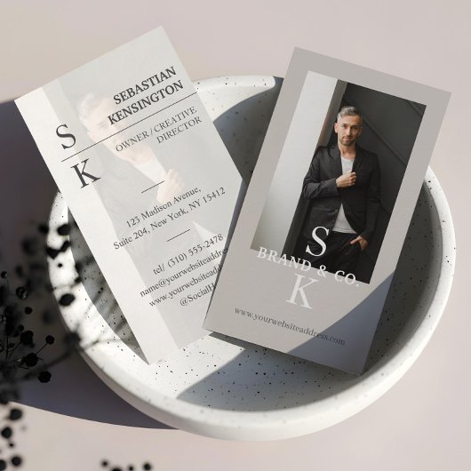 Carte De Visite Stylish Minimal Modern Monogram Professional Photo