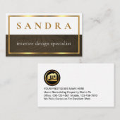 Carte De Visite Stylish Minimalist Wood Timber Gold Frame (Devant / Derrière)