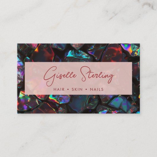 Carte De Visite Stylish Modern Black Opal Professional QR Code (Devant)