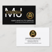 Carte De Visite Stylish Monogram Gold ligne frontière Mécanique de (Devant / Derrière)