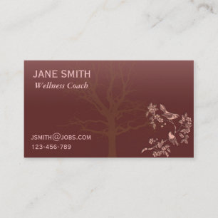 Carte De Visite Stylish Plum Burgundy Wellness Caoch arbre de vie