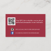 Carte De Visite Stylish Red and White Hearts Monogramme Photograph (Dos)