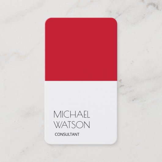 Carte De Visite Stylish Red White Simple Plain Consultant tendance (Devant)