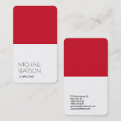 Carte De Visite Stylish Red White Simple Plain Consultant tendance (Devant / Derrière)