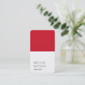 Carte De Visite Stylish Red White Simple Plain Consultant tendance (Debout devant)
