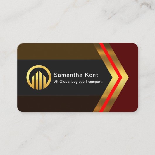 Carte De Visite Stylish Retro Brown Shades Gold Arrow CEO (Devant)