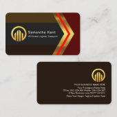 Carte De Visite Stylish Retro Brown Shades Gold Arrow CEO (Devant / Derrière)