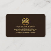 Carte De Visite Stylish Retro Brown Shades Gold Handyman Tools (Dos)
