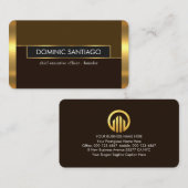Carte De Visite Stylish Retro Brown Shades Gold Layers CEO (Devant / Derrière)