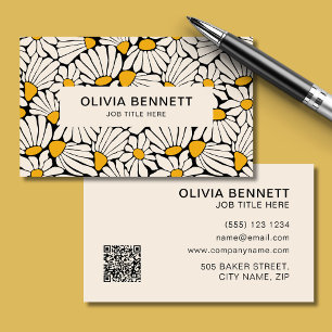 Carte De Visite Stylish Retro floral moutarde botanique