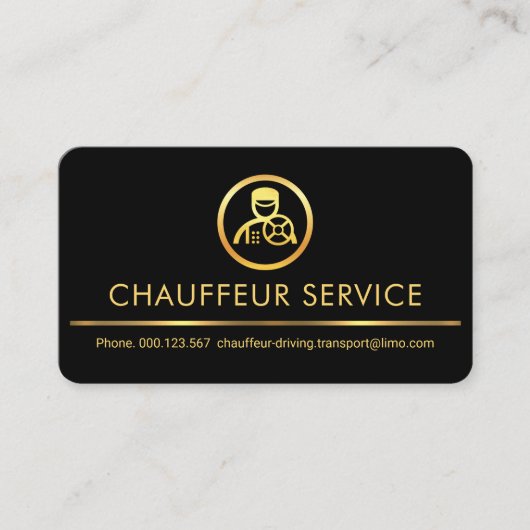 Carte De Visite Stylish Retro Gold Chauffeur Driver Taxi Cab (Devant)