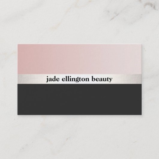 Carte De Visite Stylish rose et noir Silver Stripe Beauty 2 (Devant)