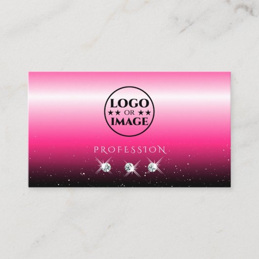 Carte De Visite Stylish Rose noir Ombre Sparkle Diamonds Ajouter u (Devant)
