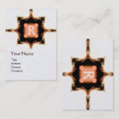 Carte De Visite STYLISH ROUGE BROWN MONOGRAM CARRÉ blanc Pearl (Devant / Derrière)