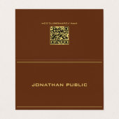 Carte De Visite Stylish Template Gold Text Chocolate Brown Folded (Extérieur déplié)