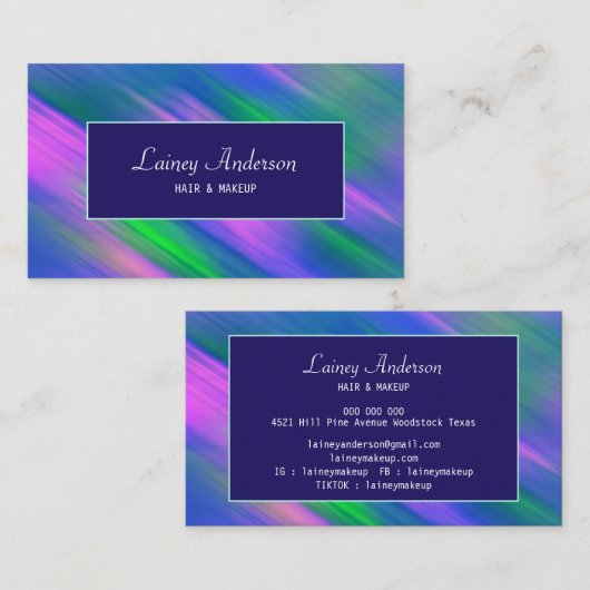 Carte De Visite Stylish Trendy groovy neon green blue purple (Devant / Derrière)